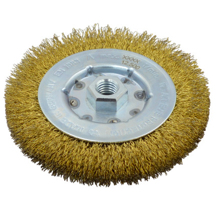 Щетка цилиндрическая LESSMANN 125х13xM14x2,0 мм стальная латунированная гофрированная проволока 0,3 мм (33576114)