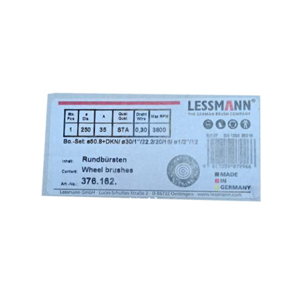 Щітка циліндрична Lessmann 250х30-35х20-80 мм, сталевий гофрований дріт 0,30 мм, 3600 об/хв (376162)