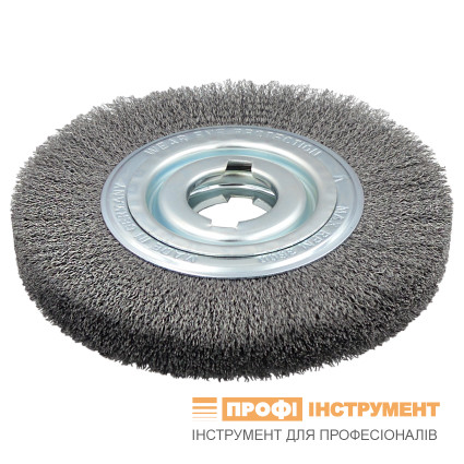 Щетка цилиндрическая LESSMANN 250x32-37х20-100 мм стальная гофрированная проволока 0,30 мм (377162)