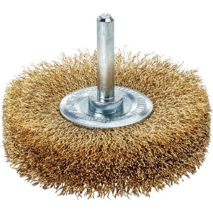 Cylindrical brush 40x8-9 mm, shank 6 mm, Corrugated brass wire 0,20 mm
