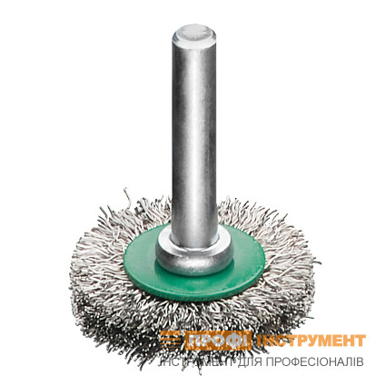 Щітка циліндрична LESSMANN 50х15 мм з хвостовиком 6 мм нержавіючий гофрований дріт 0,30 мм (415363)