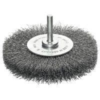 LESSMANN Cylindrical Brush 100x14 mm with Shank 6 mm Steel Crimped Wire 0.30 mm (41Z163)