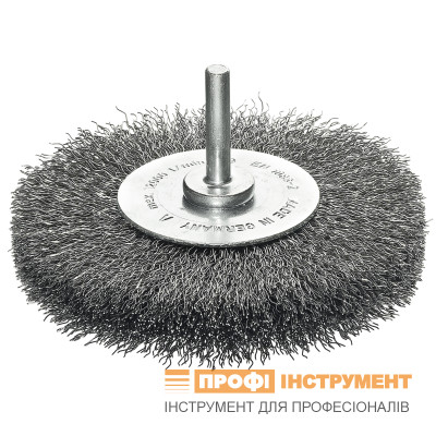Щітка циліндрична LESSMANN 100х14 мм з хвостовиком 6 мм, сталевий гофрований дріт 0,30 мм (41Z163)