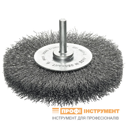 LESSMANN Cylindrical Brush 100x14 mm with Shank 6 mm Steel Crimped Wire 0.30 mm (41Z163)