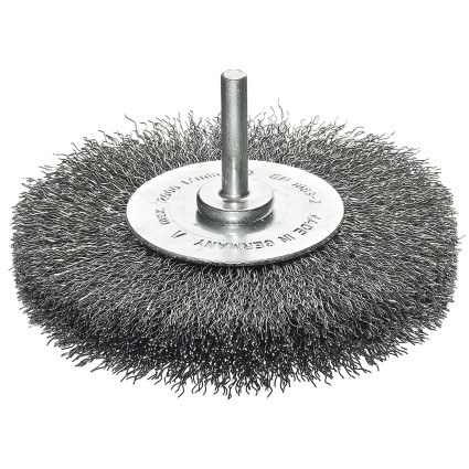 LESSMANN Cylindrical Brush 100x14 mm with Shank 6 mm Steel Crimped Wire 0.30 mm (41Z163)