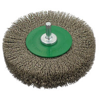 LESSMANN cylindrical brush 100x19 mm with 6 mm shank, stainless corrugated wire 0.20 mm (41Z344)