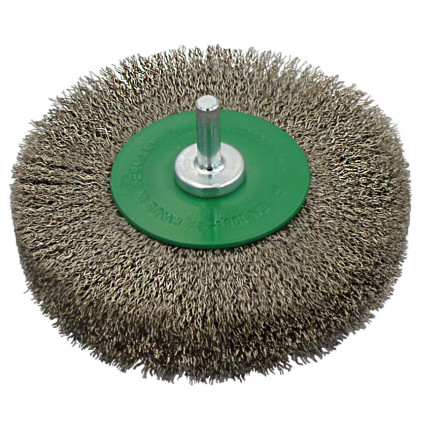 LESSMANN cylindrical brush 100x19 mm with 6 mm shank, stainless corrugated wire 0.20 mm (41Z344)