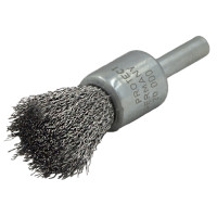 LESSMANN end brush 17x65 mm with 6 mm shank, steel corrugated wire 0.20 mm (452141)