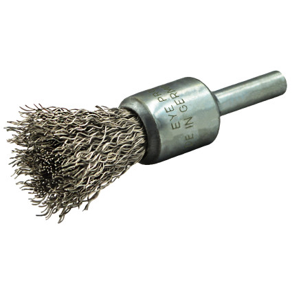 LESSMANN end brush 23x68 mm with 6 mm shank, stainless corrugated wire 0.30 mm (453361)