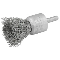 LESSMANN end brush 30x68 mm with 6 mm shank, stainless corrugated wire 0.30 mm (456361)