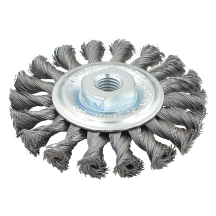 LESSMANN disc brush, bundled, 100x12x(M14x2.0) mm, straight steel wire 0,35 mm Z18 (471117)