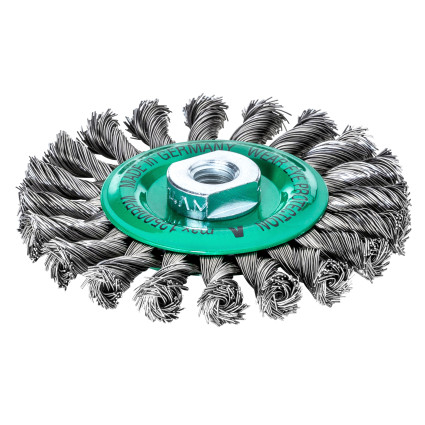 Щітка дискова джгутова LESSMANN 100х12х(М14x2,0) мм прямий нержавіючий дріт 0,50 мм Z18 (471817)