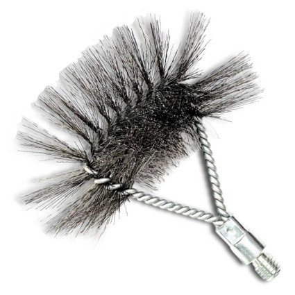 LESSMANN boiler ruff brush 80x120x150 mm, thread W1/2 inch, corrugated steel wire 0.30 mm (529311)