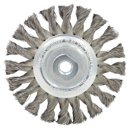 LESSMANN disc brush, 125x14x(14x2.0) mm, straight stainless steel wire Z20 (M20284)