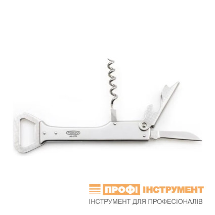 HANDY Waiter's folding knife all metal – 4-piece with corkscrew, bottle opener 236-NN-4