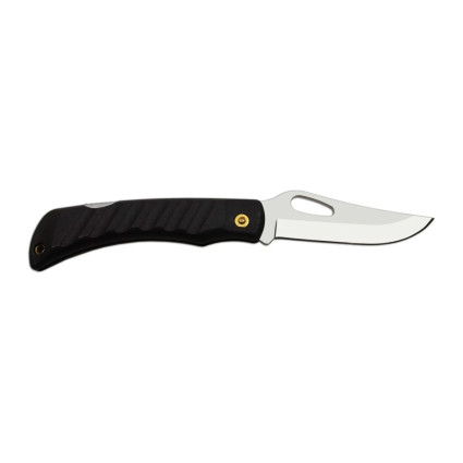 Pocket folding knife CROCODILE black handle scale, blade with hole 243-NH-1/B