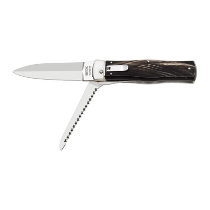 OTF knife PREDATOR 2-piece with saw – handle scale buffalo horn 241-NR-2