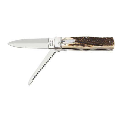 OTF knife PREDATOR 2-piece with saw – handle scale antler 241-NP-2