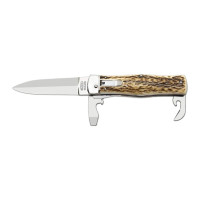 OTF knife PREDATOR 3-piece with bottle opener and can opener – handle scale antler 241-NP-3 OTF knife PREDATOR 3-piece with bottle opener and can opener – handle scale antler 241-NP-3