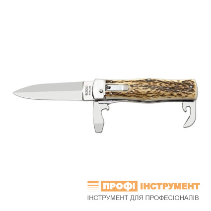 OTF knife PREDATOR 3-piece with bottle opener and can opener – handle scale antler 241-NP-3