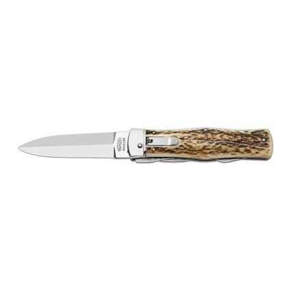 OTF knife PREDATOR 3-piece with bottle opener and can opener – handle scale antler 241-NP-3 OTF knife PREDATOR 3-piece with bottle opener and can opener – handle scale antler 241-NP-3