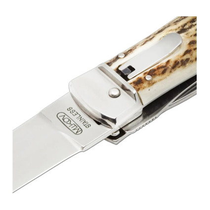 OTF knife PREDATOR 3-piece with bottle opener and can opener – handle scale antler 241-NP-3 OTF knife PREDATOR 3-piece with bottle opener and can opener – handle scale antler 241-NP-3