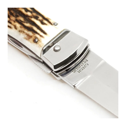 OTF knife PREDATOR 3-piece with bottle opener and can opener – handle scale antler 241-NP-3 OTF knife PREDATOR 3-piece with bottle opener and can opener – handle scale antler 241-NP-3