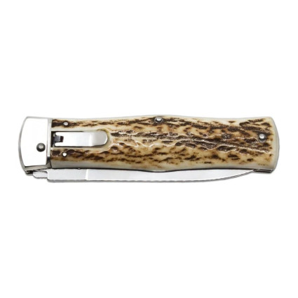 OTF knife PREDATOR 3-piece with bottle opener and can opener – handle scale antler 241-NP-3 OTF knife PREDATOR 3-piece with bottle opener and can opener – handle scale antler 241-NP-3