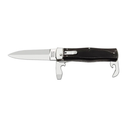 OTF knife PREDATOR 3-piece with bottle opener and can opener – handle scale buffalo horn 241-NR-3