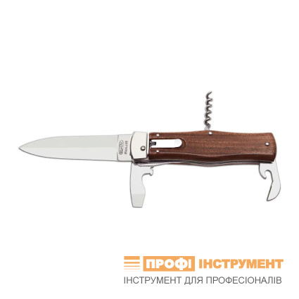 OTF knife PREDATOR 4-piece with corkscrew and bottle opener and can opener – handle scale rosewood 241-ND-4
