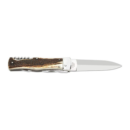OTF knife PREDATOR 4-piece with corkscrew and bottle opener and can opener – handle scale antler 241-NP-4 OTF knife PREDATOR 4-piece with corkscrew and bottle opener and can opener – handle scale antler 241-NP-4