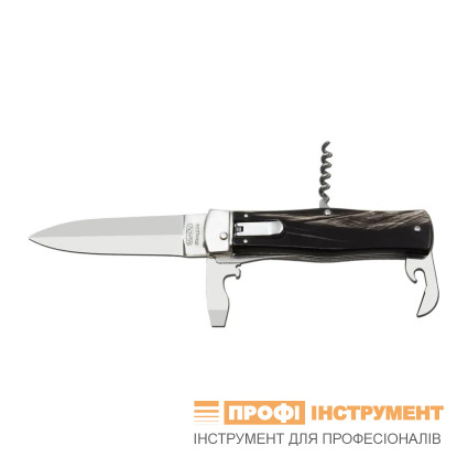 OTF knife PREDATOR 4-piece with corkscrew and bottle and can opener – handle scale buffalo horn 241-NR-4