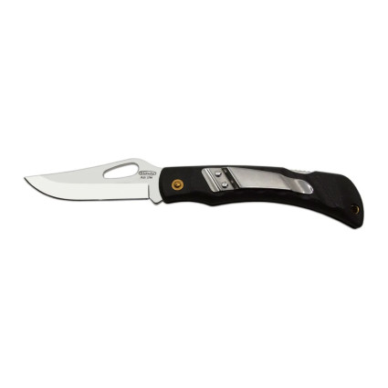 Pocket folding knife CROCODILE with clip black handle scale, blade with hole 243-NH-1/B CLIP