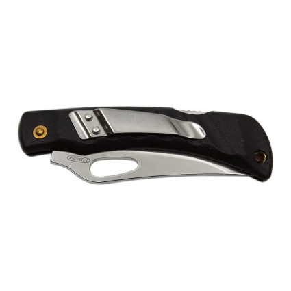Pocket folding knife CROCODILE with clip black handle scale, blade with hole 243-NH-1/B CLIP