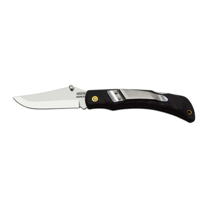 Pocket folding knife CROCODILE with clip black handle scale, blade with locking pin 243-NH-1/C CLIP
