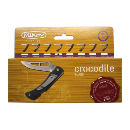 Pocket folding knife CROCODILE with clip black handle scale, blade with locking pin 243-NH-1/C CLIP Pocket folding knife CROCODILE with clip black handle scale, blade with locking pin 243-NH-1/C CLIP