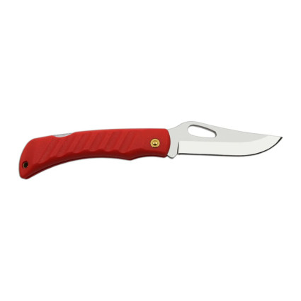 Folding knife CROCODILE red handle scale, blade with hole 243-NH-1/B