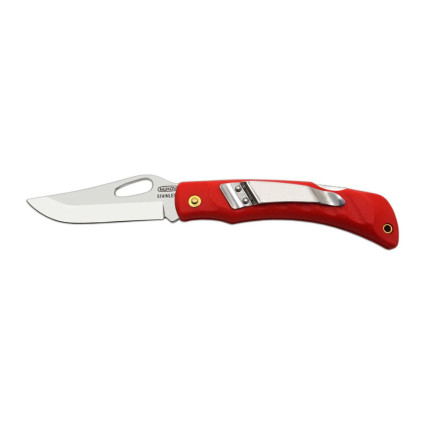 Pocket folding knife CROCODILE with clip red handle scale, blade with hole 243-NH-1/B CLIP