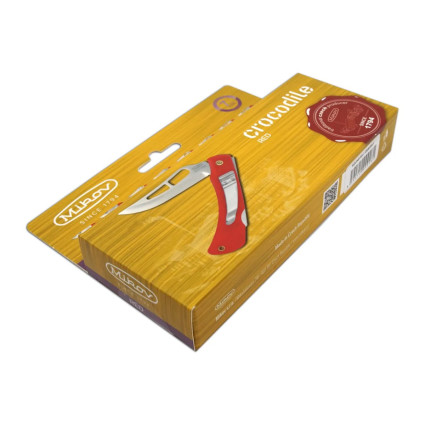 Pocket folding knife CROCODILE with clip red handle scale, blade with pin 243-NH-1/C CLIP Pocket folding knife CROCODILE with clip red handle scale, blade with pin 243-NH-1/C CLIP
