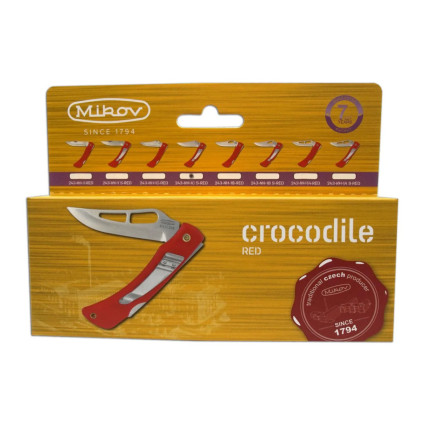 Pocket folding knife CROCODILE with clip red handle scale, blade with pin 243-NH-1/C CLIP Pocket folding knife CROCODILE with clip red handle scale, blade with pin 243-NH-1/C CLIP