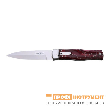 Ніж викидний PREDATOR – сталь N690, накладка руків'я раффір червона 241-BRa-1 RAFFIR