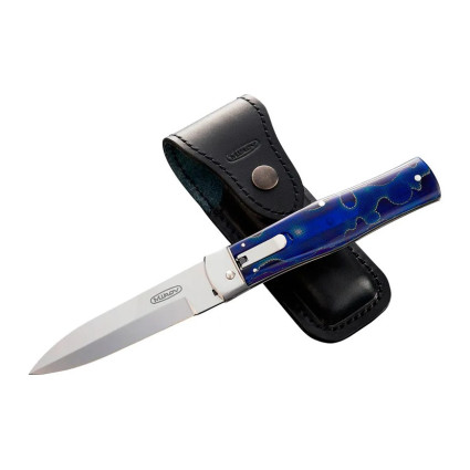 OTF knife PREDATOR – steel N690, raffir handle scale blue 241-BRa-1 RAFFIR