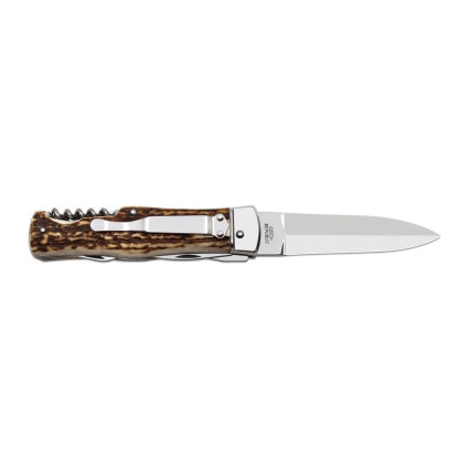 OTF knife PREDATOR 4-piece with clip – handle scale horn 241-NP-4/N/CLIP