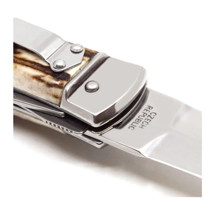 OTF knife PREDATOR 4-piece with clip – handle scale horn 241-NP-4/N/CLIP