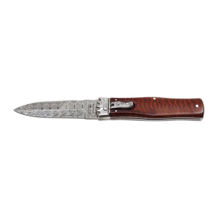 Нож выкидной PREDATOR JAGUAR – дамасская сталь, накладка рукояти из змеиного дерева 241-DD-1