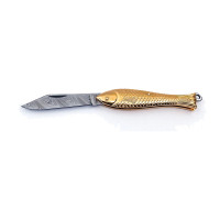 Pocket folding knife RYBIČKA – gold-plated, Damascus 130-DZ-1 Pocket folding knife RYBIČKA – gold-plated, Damascus 130-DZ-1