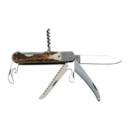 Hunting folding knife FIXIR 6-piece with saw, pick, and corkscrew – handle scale antler 232-XP-6V Hunting folding knife FIXIR 6-piece with saw, pick, and corkscrew – handle scale antler 232-XP-6V