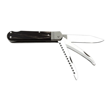 Hunting folding knife FIXIR 3-piece with saw and pricker – handle scale buffalo horn 232-XR-3 Hunting folding knife FIXIR 3-piece with saw and pricker – handle scale buffalo horn 232-XR-3