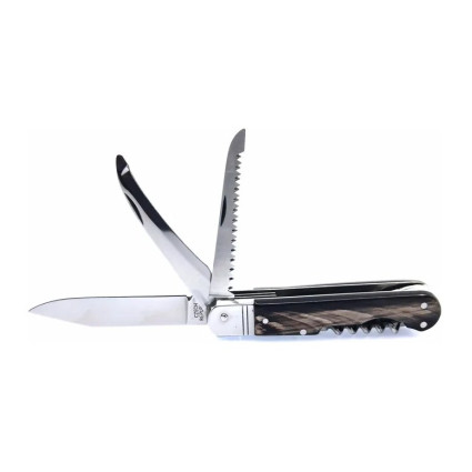Hunting folding knife FIXIR 4-piece with saw, pick, and corkscrew – buffalo horn handle scale 232-XR-4V Hunting folding knife FIXIR 4-piece with saw, pick, and corkscrew – buffalo horn handle scale 232-XR-4V