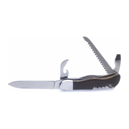 Outdoor folding pocket knife HIKER 6-piece with saw, corkscrew and bottle opener and can opener – ha